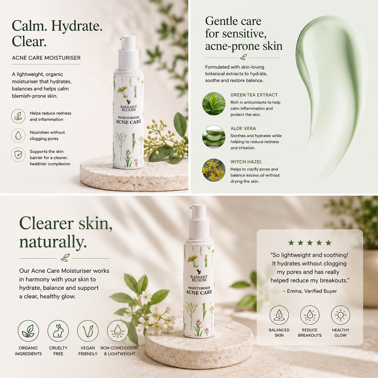Acne Care Moisturiser Radiant Bloom