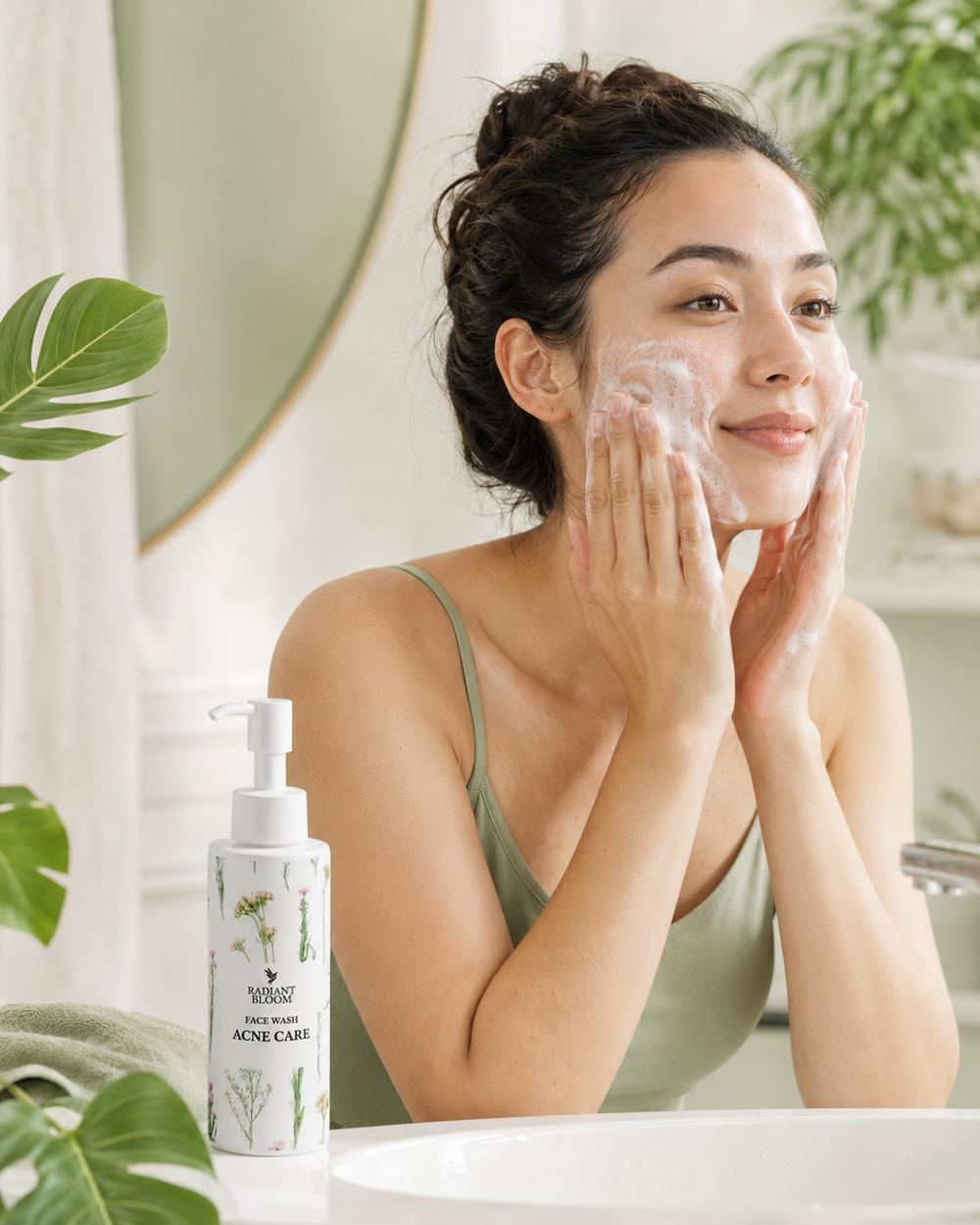 vegan skincare routine for acne-prone skin: gentle cleansing step