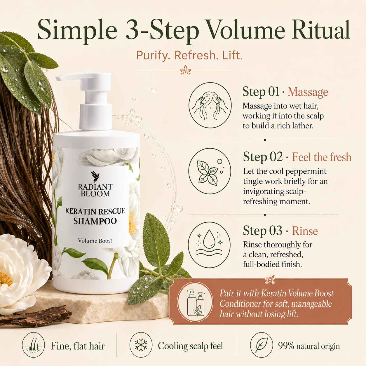 Keratin Volume Boost Shampoo Radiant Bloom