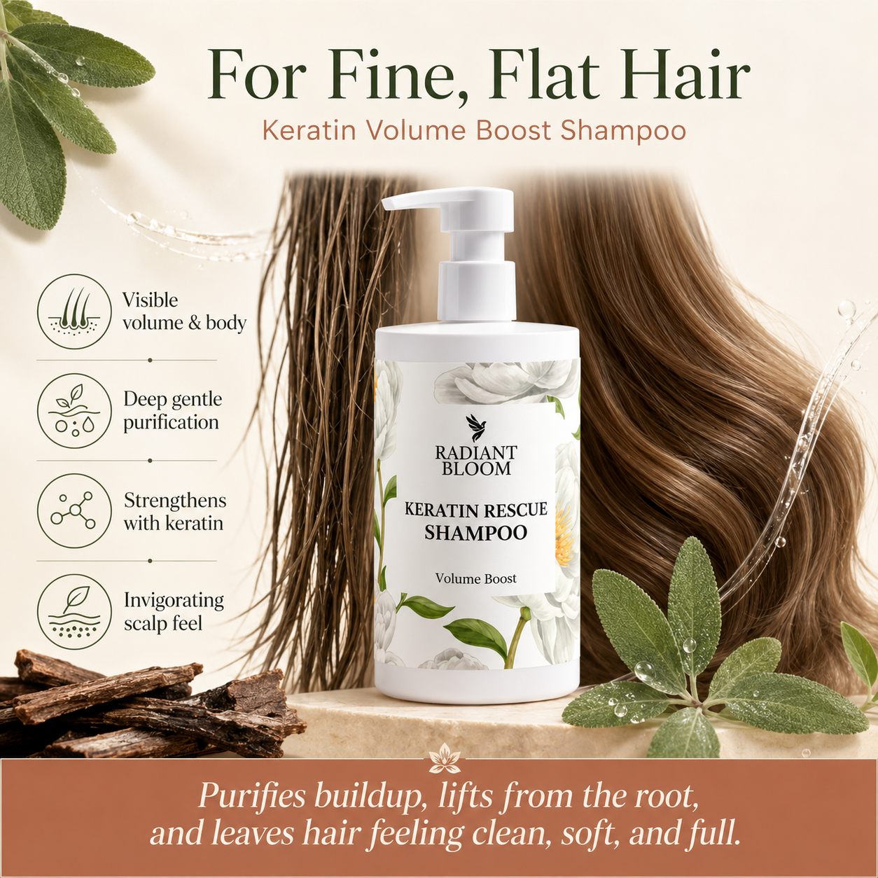 Keratin Volume Boost Shampoo Radiant Bloom
