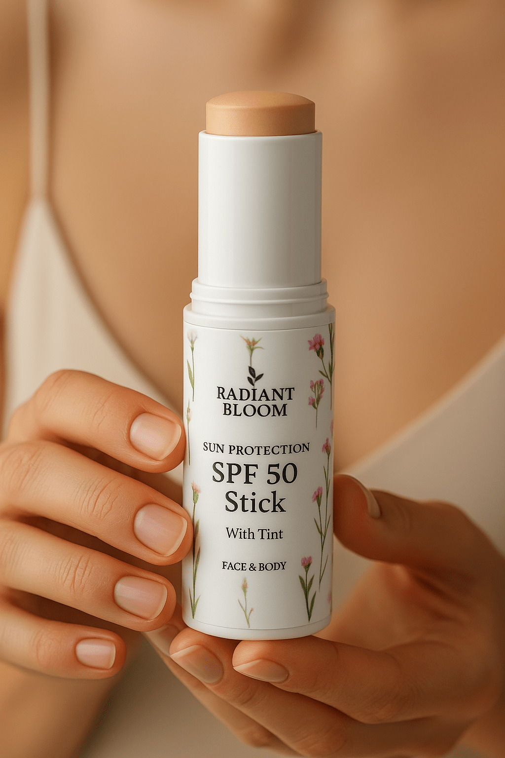 Sun Protection SPF50 Stick, With Tint, UV Defence On-the-Go ☀️🧴 12 g / 0.42 oz – Natural 12 g / 0.42 oz by Radiant Bloom – Natural Organic Skincare
